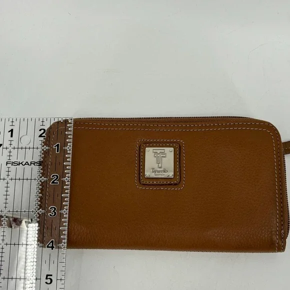 Tignanello Pebbled Leather Wallet Zip Around Coin Purse Credit Card Slots Brown - Picture 10 of 10